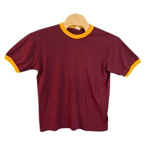 Augusta Sportswear Ringer T-Shirt Maroon Gold Adult XL Short Sleeve Cotton Blend